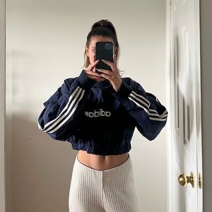 Reworked Adidas cropped pullover windbreaker